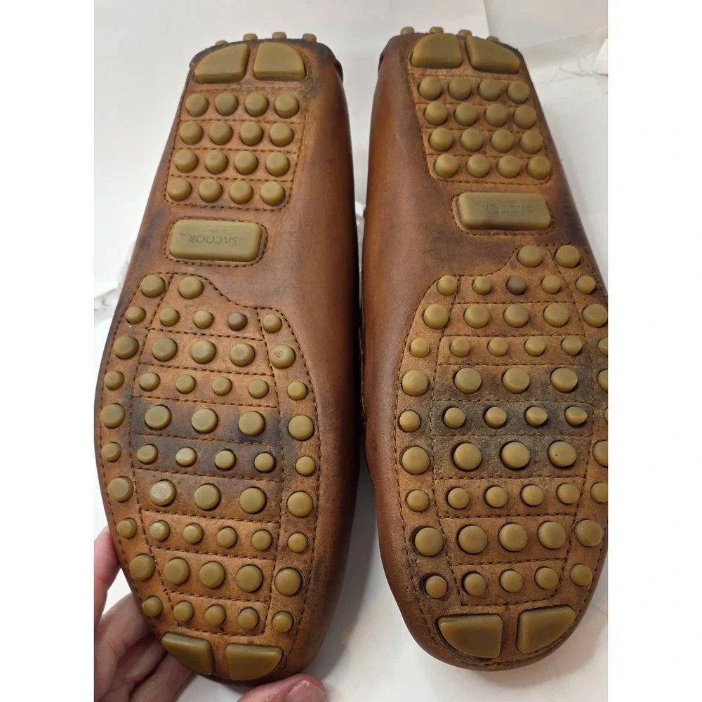 Sacoor Brothers Tan Brown Leather Penny Driving Loafers EU 41 Portugal